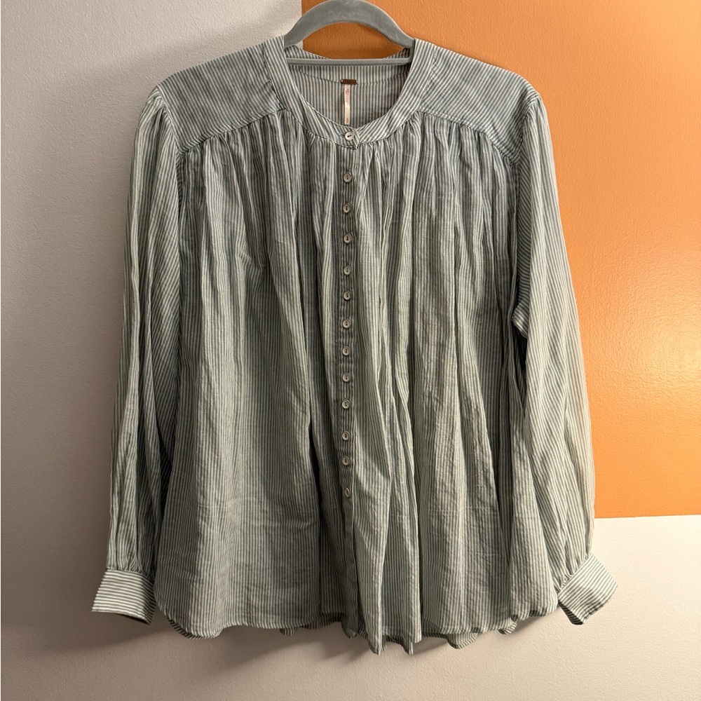Free People Stripped Swing Top. Gauze Cotton S